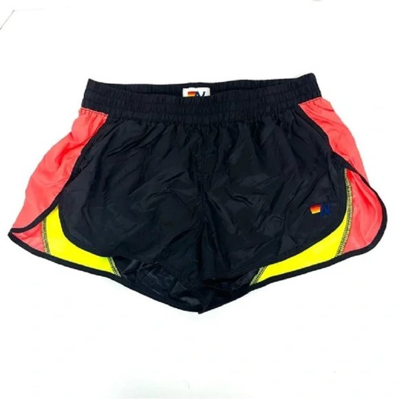 Aviator Nation New Women's Ultra Light Jogger Shorts - Neon Black - Picture 1 of 10